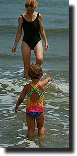 Alea and Susan riding the tide