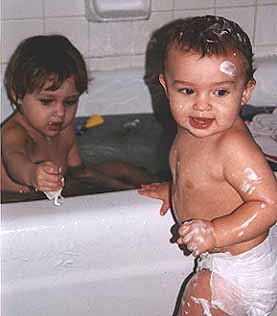 Shaving cream at bath time