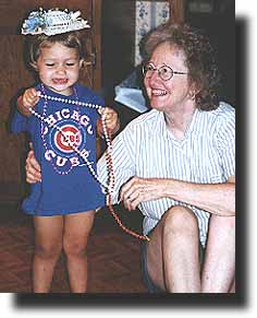 Grandma helps me dress up