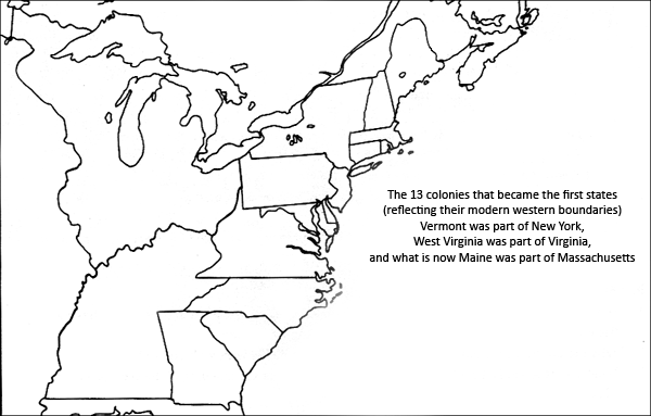 Usa Map 13 Colonies
