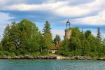 An abandoned lighthouse on the Wisconsin shoreline