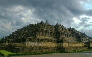 The enormous Buddhist temple of Borobudur