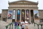 The crew gathers outside the Field Museum