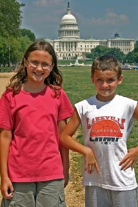 Alea and Breck in front of the Capitol
