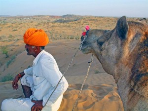 Resting during a camel trek in Rajasthan