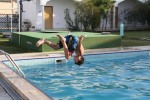 Breck trying out his flips in the pool.