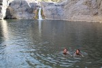 Swimming in a wadi oasis.