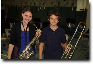 Alea and Breck with their instruments