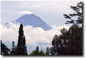 Merapi volcano propped above the clouds