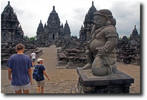 The family exploring Candi Sewu