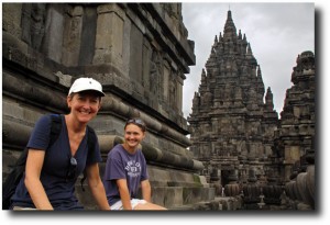 Alea and Susan in Candi Sewu