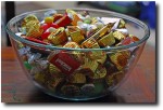 Candy, now relocated into glass bowls after the ant invasion!