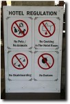 I noticed on our second morning that there are several prohibited vices, one of which is a notoriously stinky Indonesian fruit!