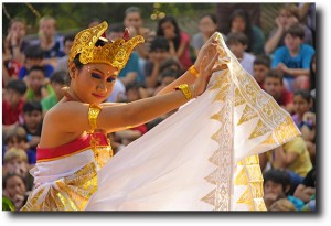 Bali dancer at the JIS middle school welcome back assembly