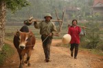 Rural life is still a matter of mostly hand and animal labor, as this rice farmer and his wife show.