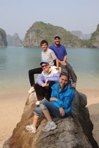 The family in Ha Long bay, Vietnam