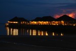 Here is a view of the resort at night from the beach.