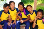 The service component of the trip was doing work at a local school. Because the boys were all expected to be fishermen, the students were mostly girls.