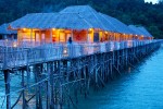 Our resort lights up as the sun starts to set.