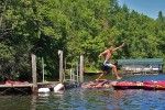 Playing "I Had No Choice" on the tubes by the dock.