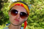 Alea strikes a pose with her cool headband and sunglasses