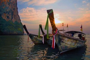 WINNER - Scenic: Longboats line up off Railay beach as the afternoon winds down.