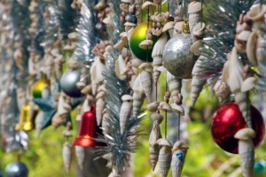 Category - Seasonal: Our hotel in Ao Nang had this fun mixture of shells, tinsel, and ornaments to celebrate a beach holiday.