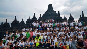 And here's the whole gang at Borobudur!